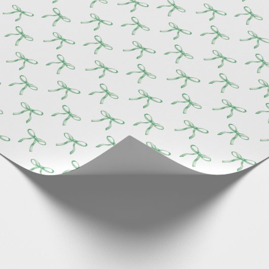 Moderne Schattigee Coquette Bow Green Christmas Cadeaupapier (Hoek)