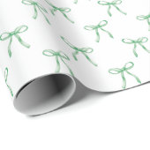Moderne Schattigee Coquette Bow Green Christmas Cadeaupapier (Rol Hoek)