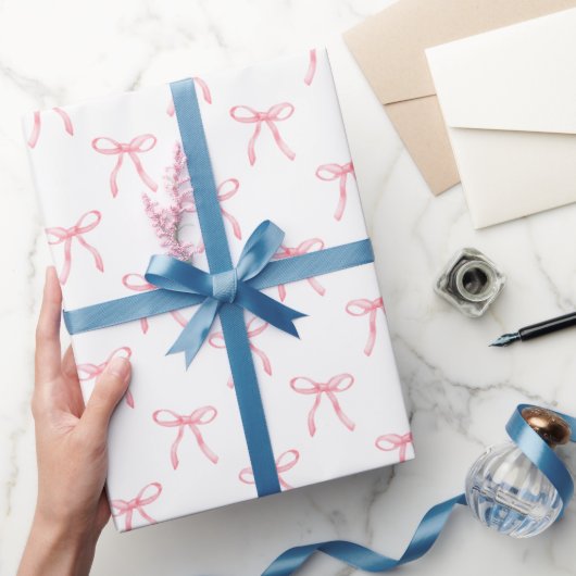 Moderne Schattigee Coquette Roze strik Kerstmis Cadeaupapier (Geschenken)
