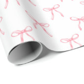 Moderne Schattigee Coquette Roze strik Kerstmis Cadeaupapier (Rol Hoek)