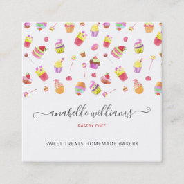 Moderne Schattigee desserts taarten bakkerij gebak Vierkante Visitekaartje