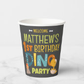 Moderne Schattigee Dino Dinosaur Kind is jarig Papieren Bekers (Voorkant)