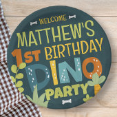 Moderne Schattigee Dino Dinosaur Kind is jarig Papieren Bordje