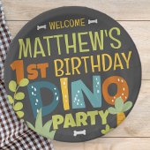 Moderne Schattigee Dino Dinosaur Kind is jarig Papieren Bordje