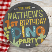 Moderne Schattigee Dino Dinosaur Kind is jarig Papieren Bordje