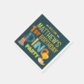 Moderne Schattigee Dino Dinosaur Kind is jarig Servet (Hoek)