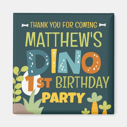 Moderne Schattigee Dino Dinosaur Kind Verjaardag D Magneet (Voorkant)