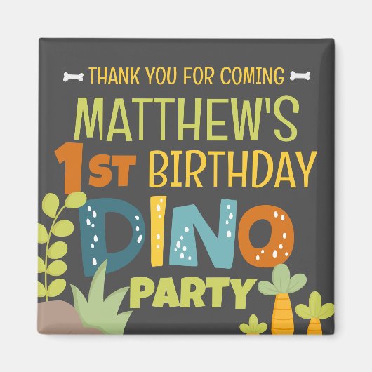 Moderne Schattigee Dino Dinosaur Kind Verjaardag D Magneet (Voorkant)