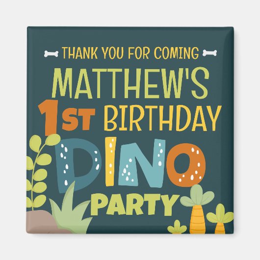 Moderne Schattigee Dino Dinosaur Kind Verjaardag D Magneet (Voorkant)