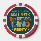 Moderne Schattigee Dino Dinosaur Kind Verjaardag D Poker Chips (Voorkant)
