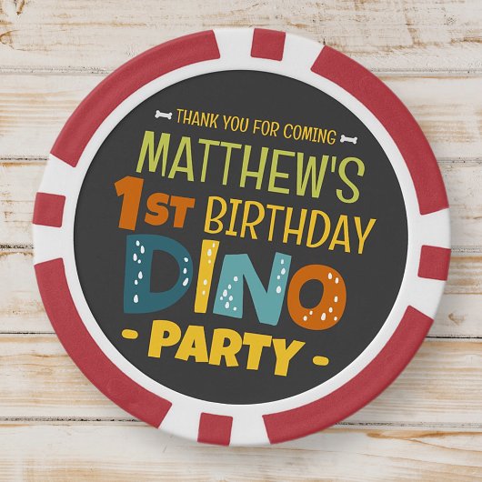 Moderne Schattigee Dino Dinosaur Kind Verjaardag D Poker Chips