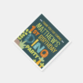 Moderne Schattigee Dino Dinosaur Kind Verjaardag D Servet (Hoek)