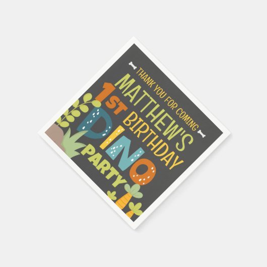 Moderne Schattigee Dino Dinosaur Kind Verjaardag D Servet (Hoek)