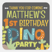 Moderne Schattigee Dino Dinosaur Kind Verjaardag D Vierkante Sticker (Voorkant)