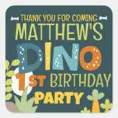 Moderne Schattigee Dino Dinosaur Kind Verjaardag D Vierkante Sticker (Voorkant)