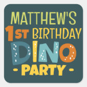 Moderne Schattigee Dino Dinosaur Kind Verjaardag D Vierkante Sticker (Voorkant)