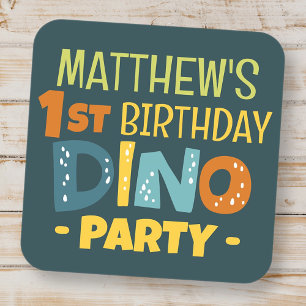 Moderne Schattigee Dino Dinosaur Kind Verjaardag D Vierkante Sticker