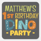 Moderne Schattigee Dino Dinosaur Kind Verjaardag D Vierkante Sticker (Voorkant)
