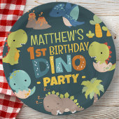 Moderne Schattigee Dino Dinosaur Kind's Verjaardag Papieren Bordje
