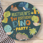 Moderne Schattigee Dino Dinosaur Kind's Verjaardag Papieren Bordje