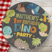 Moderne Schattigee Dino Dinosaur Kind's Verjaardag Papieren Bordje