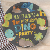 Moderne Schattigee Dino Dinosaur Kind's Verjaardag Papieren Bordje