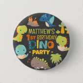 Moderne Schattigee Dino Dinosaur Kind's Verjaardag Ronde Button 5,7 Cm (Voorkant)