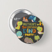 Moderne Schattigee Dino Dinosaur Kind's Verjaardag Ronde Button 5,7 Cm (Voorkant /achterkant)