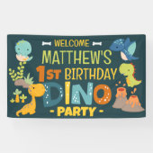 Moderne Schattigee Dino Dinosaur Kind's Verjaardag Spandoek (Horizontaal)