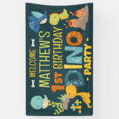 Moderne Schattigee Dino Dinosaur Kind's Verjaardag Spandoek (Verticaal)