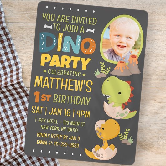 Moderne Schattigee Dinosaurus Dino Kind's Verjaard Kaart