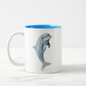 Moderne Schattigee Dolfijn en Turquoise Initiaal M Tweekleurige Koffiemok (Links)