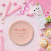 Moderne Schattigee Dusty Peach Baby shower Aangepa Papieren Bordje (Feest)