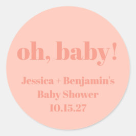 Moderne Schattigee Dusty Peach Baby shower Aangepa Ronde Sticker