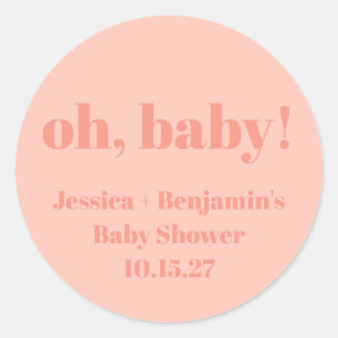 Moderne Schattigee Dusty Peach Baby shower Aangepa Ronde Sticker