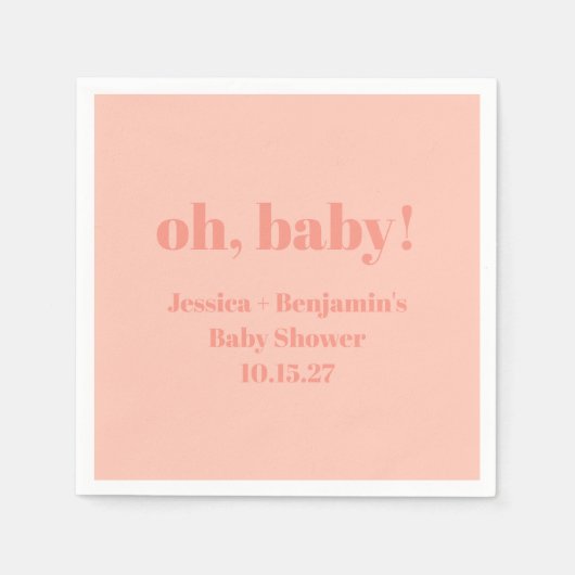 Moderne Schattigee Dusty Peach Baby shower Aangepa Servet (Voorkant)