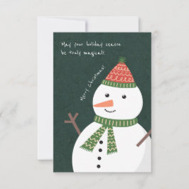 Moderne Schattigee Eenvoudige Xmas Sneeuwman Vakan Kaart