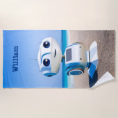 Moderne Schattigee en kleurrijke robotjongens Strandlaken (Voorkant)