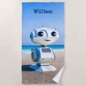 Moderne Schattigee en kleurrijke robotjongens Strandlaken (Voorkant)