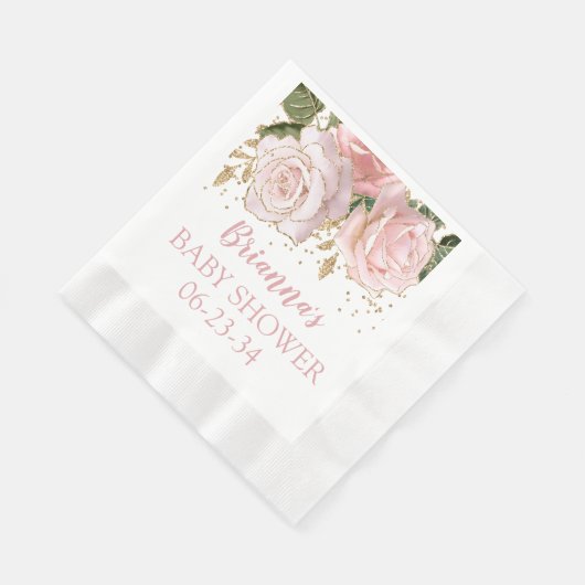 Moderne Schattigee Floral Gold Baby Meisje Douche  Servet (Hoek)