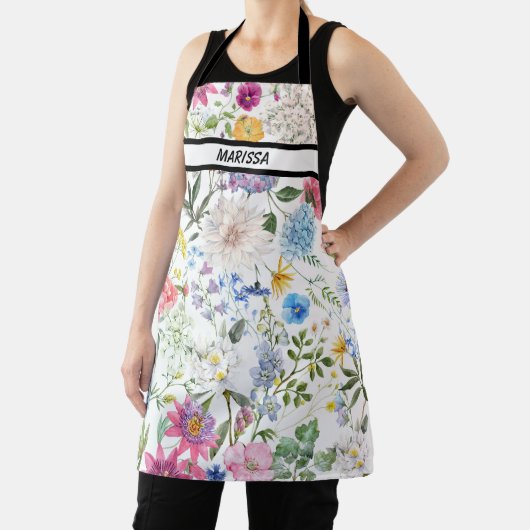 Moderne Schattigee Floral  naam Schort (Insitu)