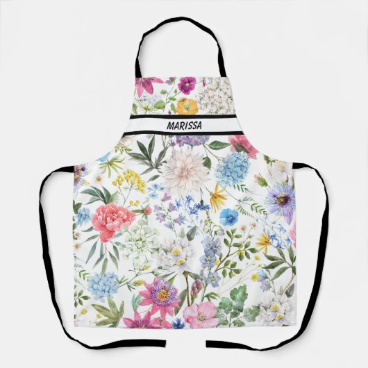 Moderne Schattigee Floral naam Schort (Voorkant)