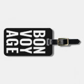 Moderne Schattigee Funny Bold bon voyage Zwart-wit Bagagelabel (Voorkant horizontaal)