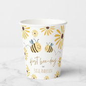 Moderne Schattigee Gele Bijen en Zonnebloem Eerste Papieren Bekers (Achterkant)