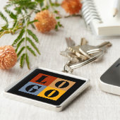 Moderne Schattigee gepersonaliseerde geschenken Zw Sleutelhanger (Zijkant)