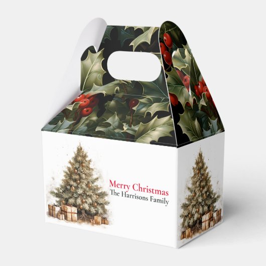 Moderne Schattigee gouden kerstboomwensen Bedankdoosjes (Voorkant Zijde)