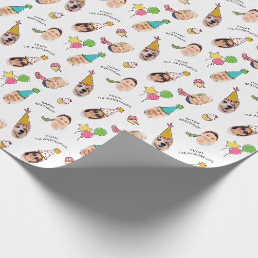 Moderne Schattigee Grappige Verjaardag Petten Foto Cadeaupapier (Hoek)