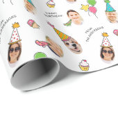 Moderne Schattigee Grappige Verjaardag Petten Foto Cadeaupapier (Rol Hoek)