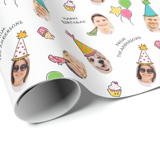 Moderne Schattigee Grappige Verjaardag Petten Foto Cadeaupapier (Rol Hoek)