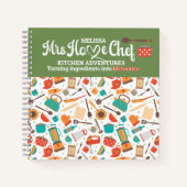 Moderne Schattigee groene keukengereedschap kookge Notitieboek (Voorkant)